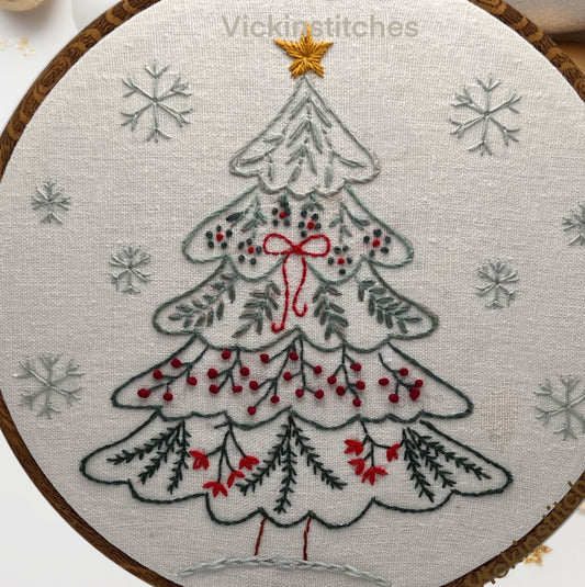 Ombre’ Christmas Tree Embroidery Kit wall decor for beginners.