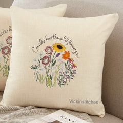 Sunflower Christian Pillow Embroidery Kit - Vick In Stitches 