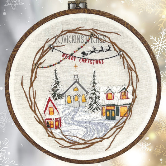 8” Winter Christmas Town 'It’s a Wonderful Life' Embroidery Kit