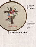 8” Abide, Rustic Cross Old Rugged Christian Cross Embroidery kit