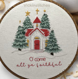 Christmas Church Hand embroidery kit. O come all ye faithful