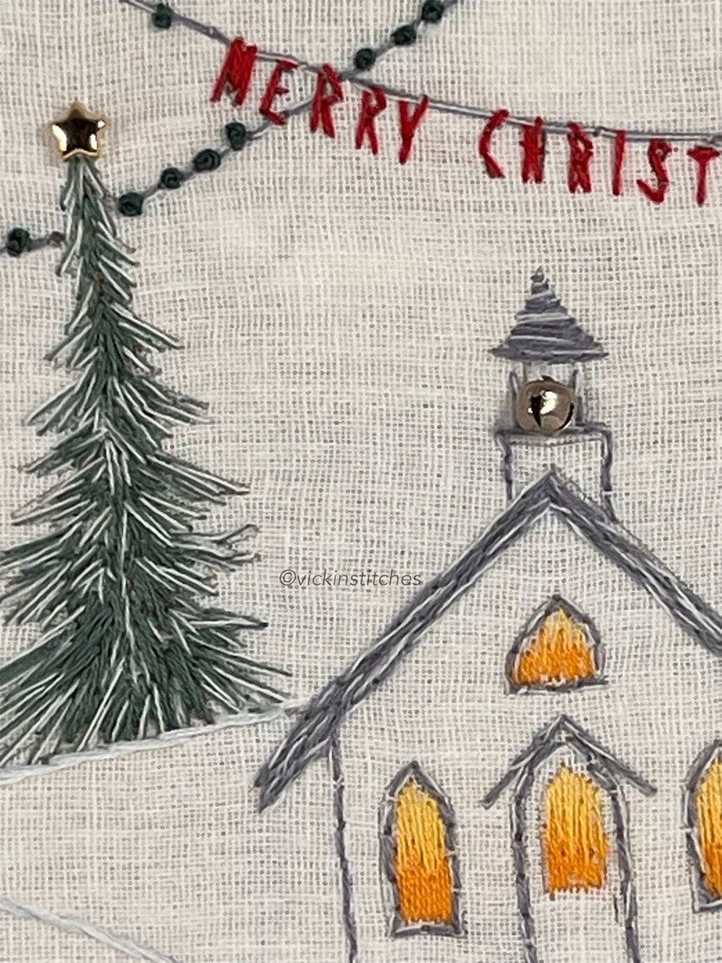 8” The Christmas Church in Winter Hand Embroidery Kit