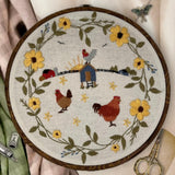 8" chicken coop Country Living Farm Floral Wreath Embroidery Kit