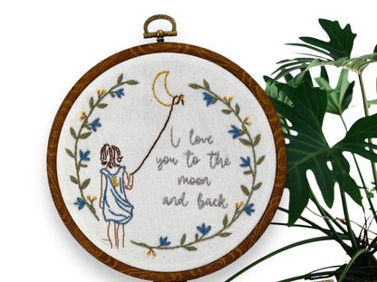 Beginner Embroidery kit |Love you to the moon, |easy |Embroidery Kit with Pattern|Embroidery Designs|Embroidery Hoop| DIY craft gift|Love