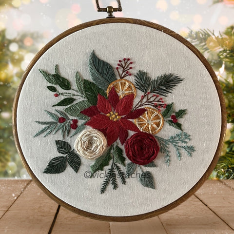8" Christmas Bouquet Embroidery Design PDF Pattern