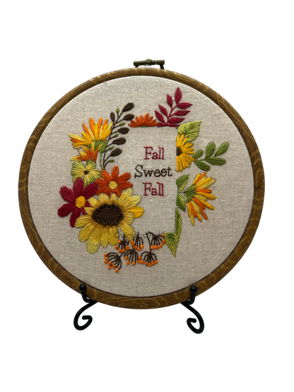 6" Autumn Leaves Frame Hand Embroidery Pattern PDF Download