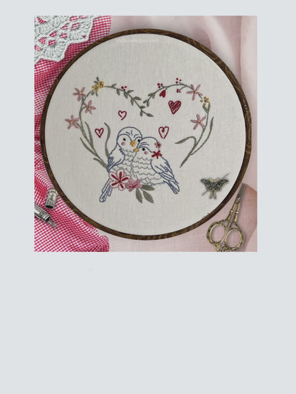 Valentines Day Lovebirds Hand Embroidery kit for beginners