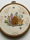 8” Bee Hive Nature, Honey Bee Embroidery Kit