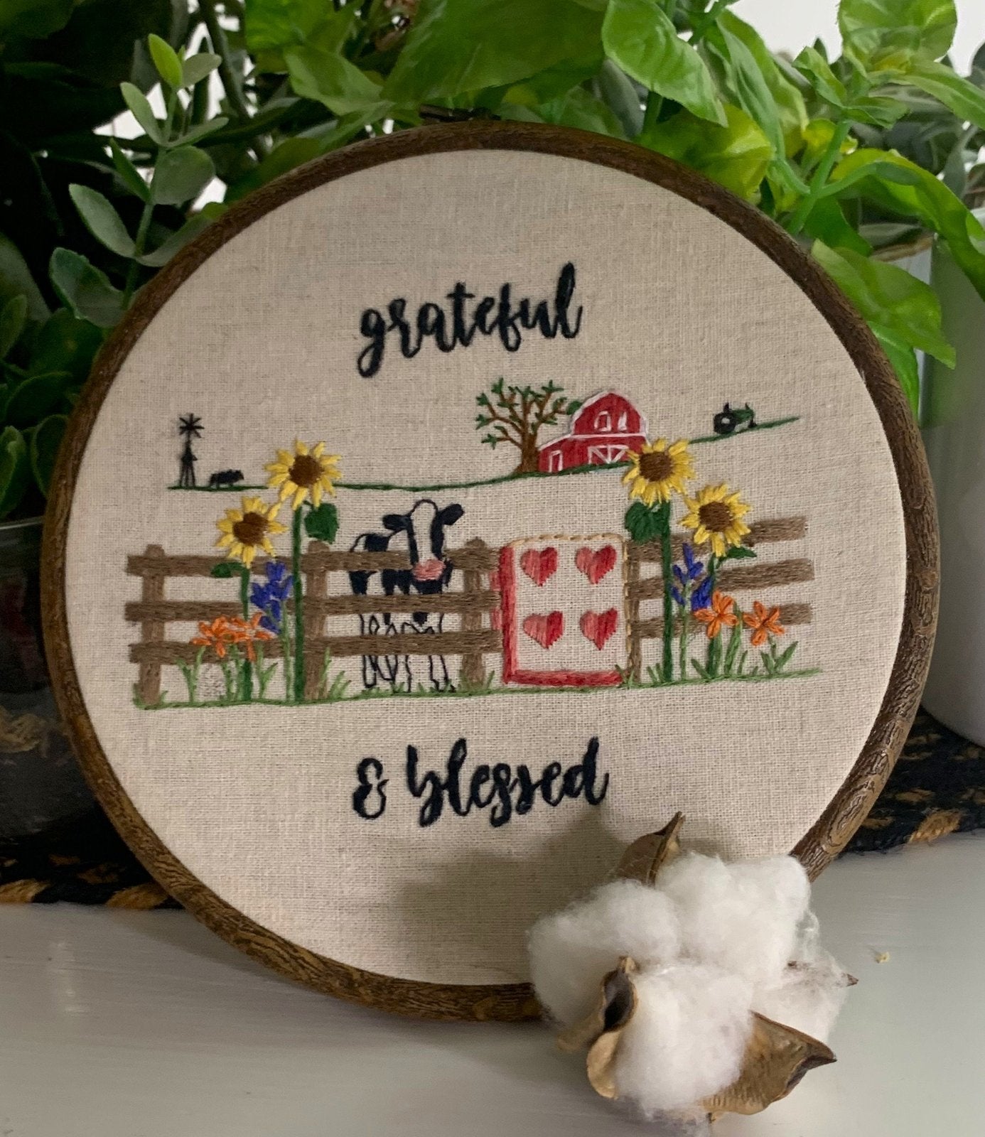 American Farm Life Grateful & Blessed Embroidery Kit