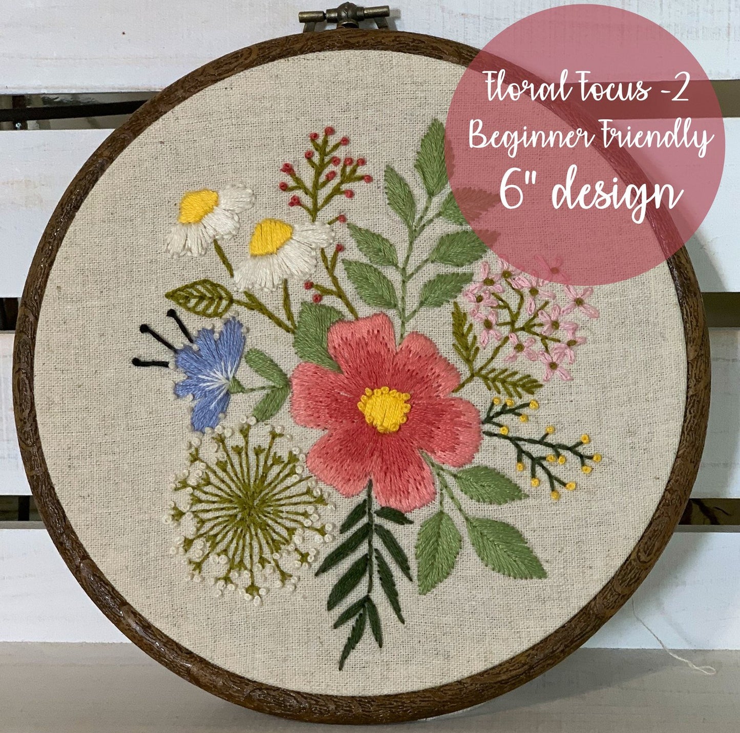 6" Hand Embroidery Floral Pattern PDF