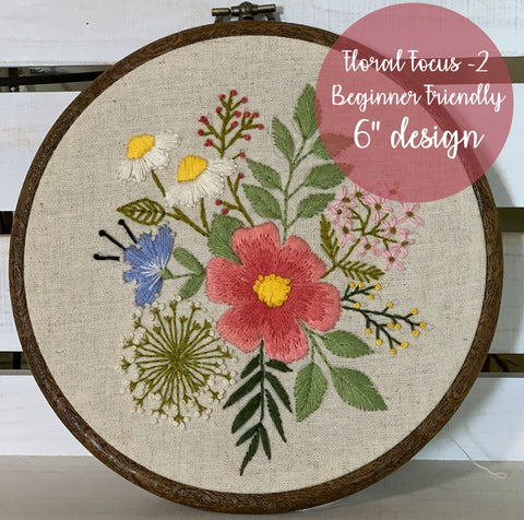 6" Hand Embroidery Floral Pattern PDF download