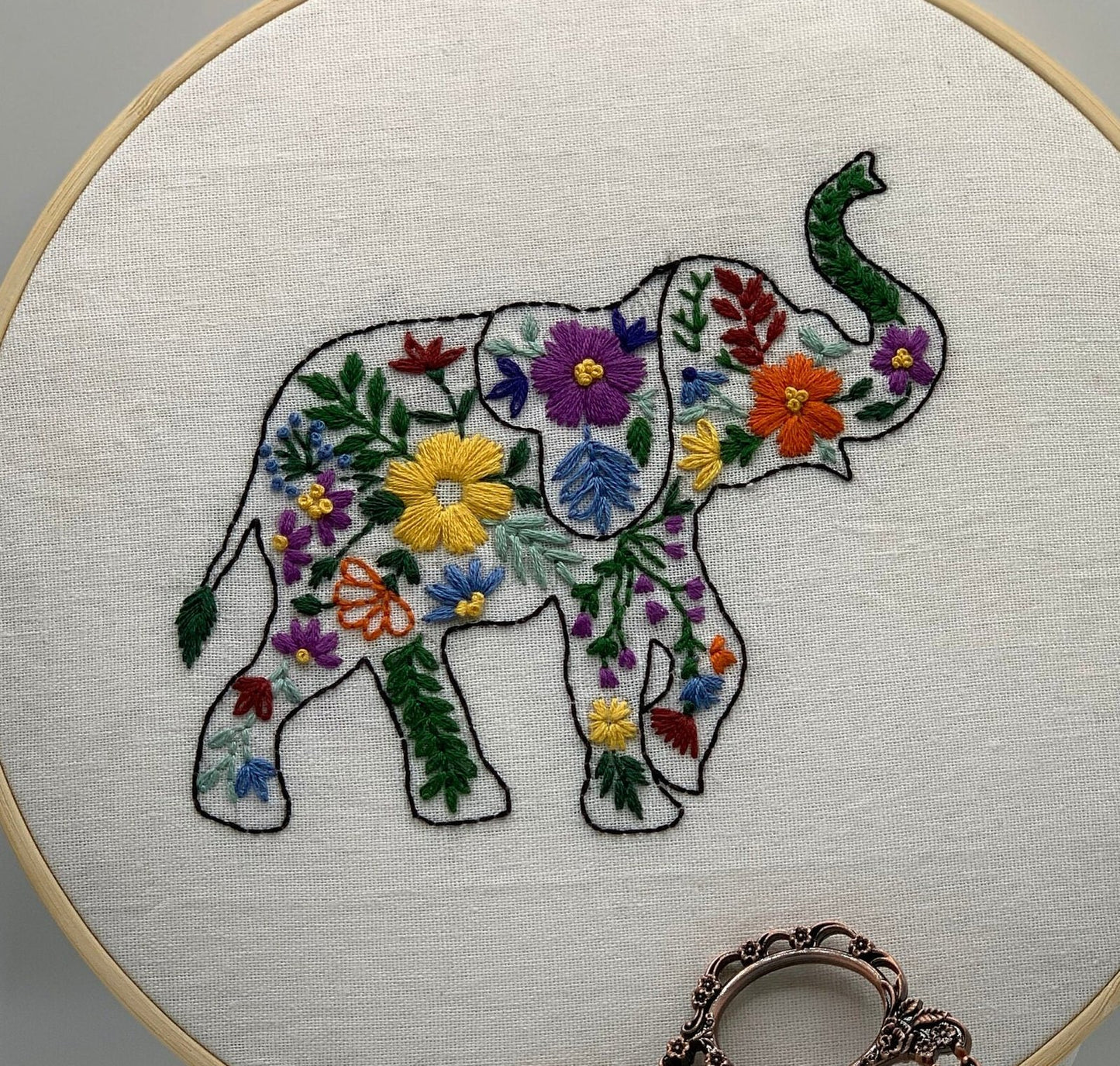 6" Boho Elephant Wall Decor Embroidery Design PDF Pattern