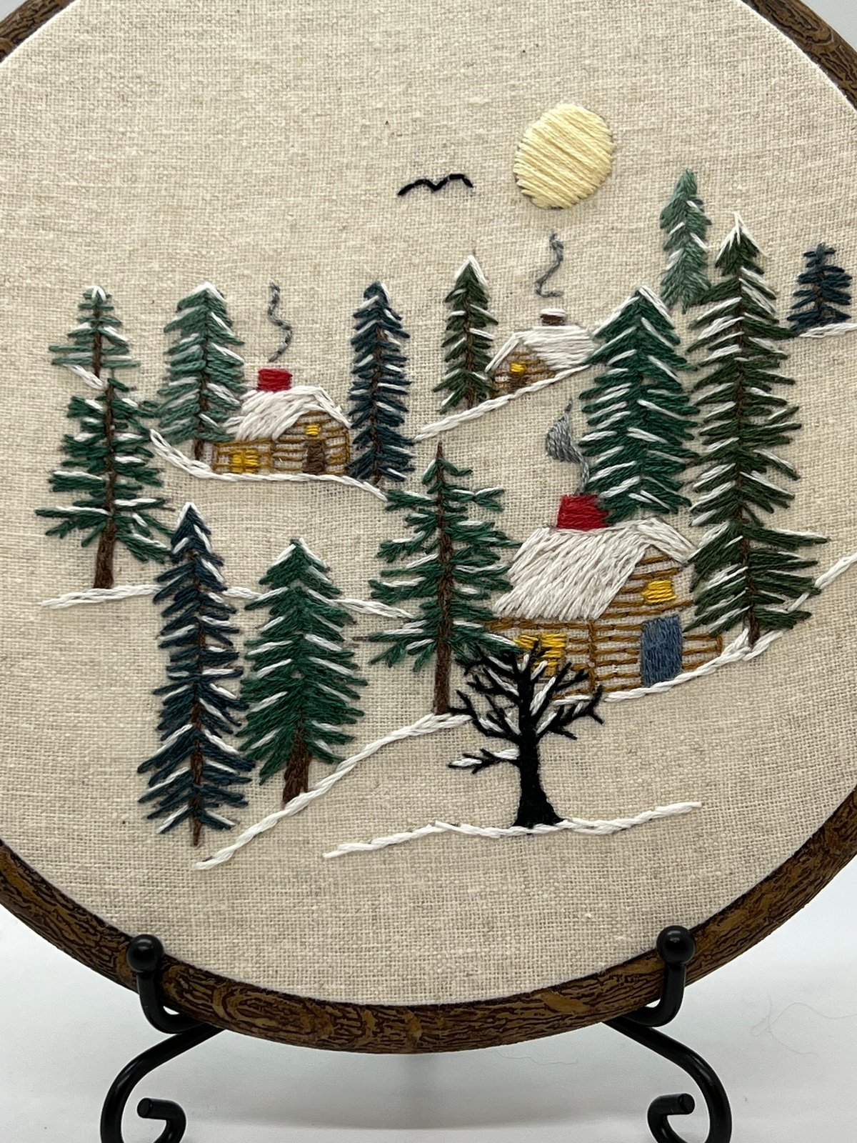 8” Cabin in the Woods Winter Embroidery Kit