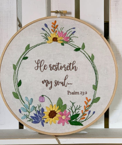 8" Floral Biblical Verse Hand Embroidery Patterns PDF Download