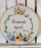 8" Floral Biblical Verse Hand Embroidery Patterns PDF Download