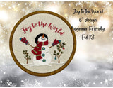 6" Joy to the World Christmas Snowman Embroidery Design PDF download