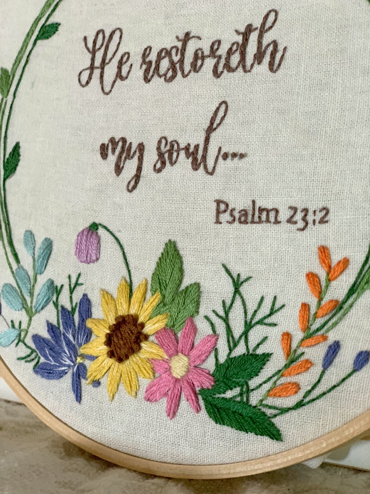 8" Floral Biblical Verse Hand Embroidery Patterns PDF Download