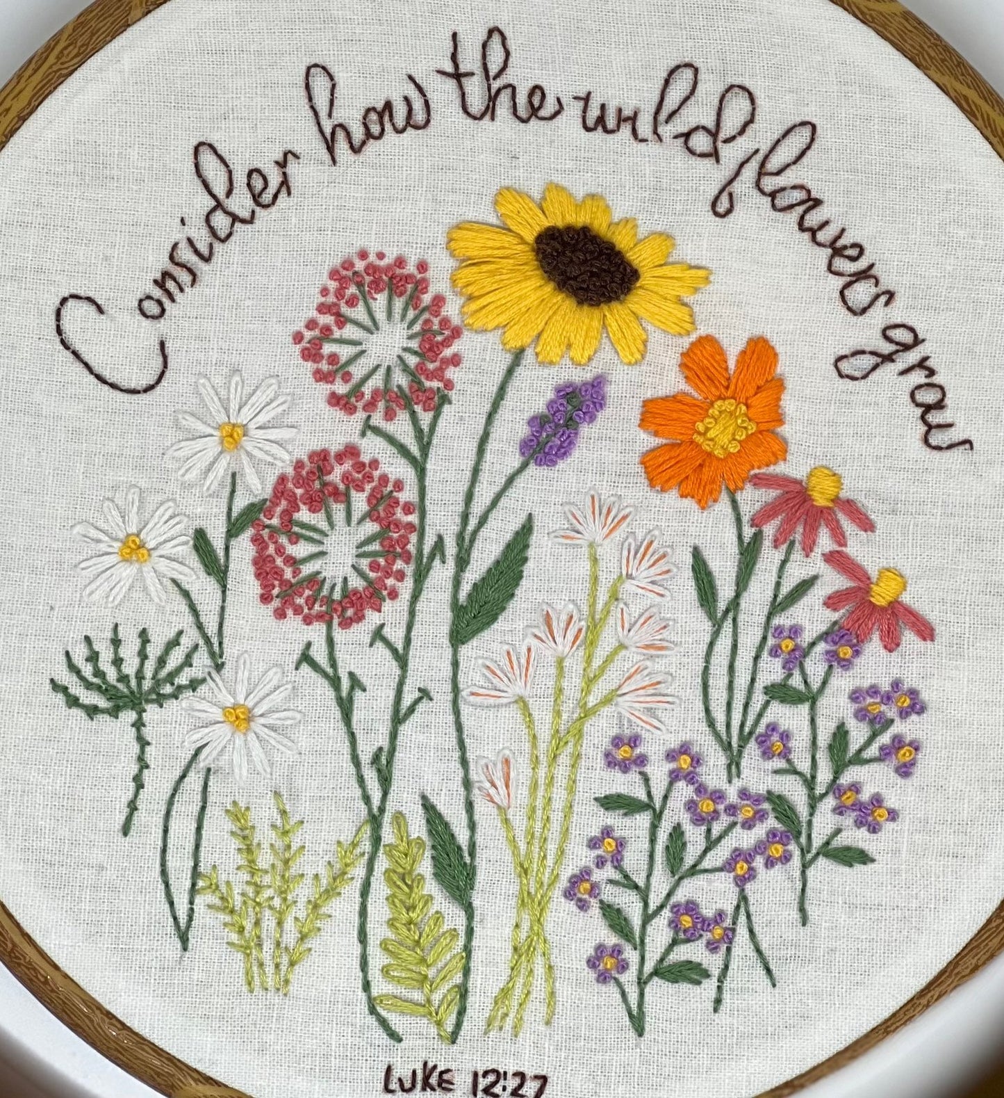 8" Wildflower Luke Christian Sunflower Floral Embroidery Kit