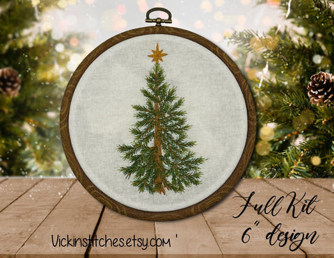Realistic Christmas Tree Embroidery Kit