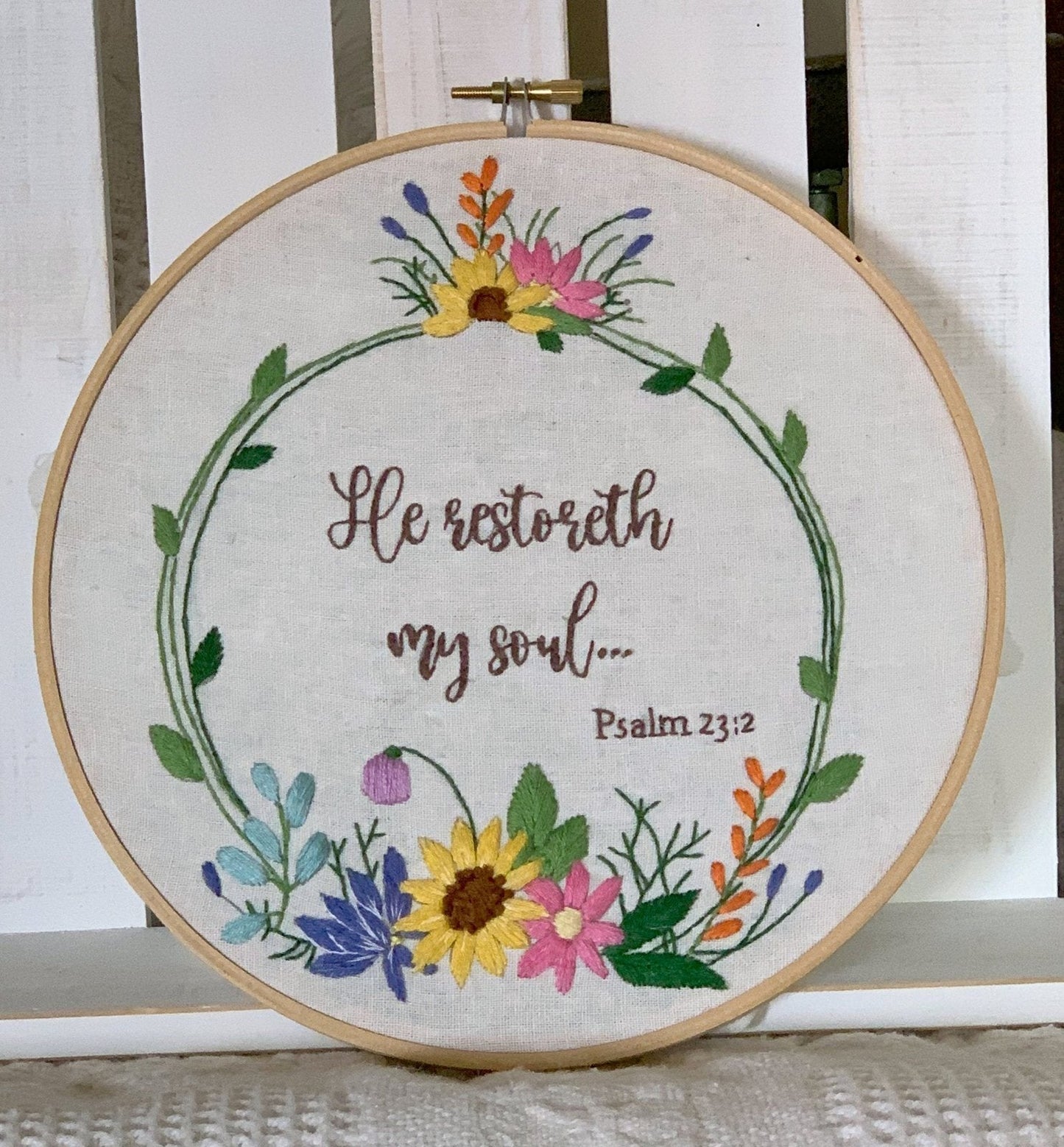 8" Floral Biblical Verse Hand Embroidery Patterns PDF Download