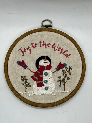 6" Joy to the World Christmas Snowman Embroidery Design PDF download