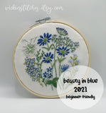 8”  Blue Flowers Hand Embroidery PDF Pattern download
