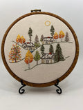 8" Autumn Cabin in the Woods Forest Embroidery Kit