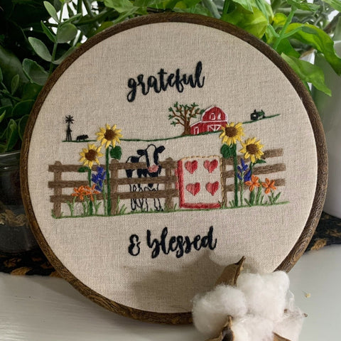 American Farm Life Grateful & Blessed Embroidery Kit