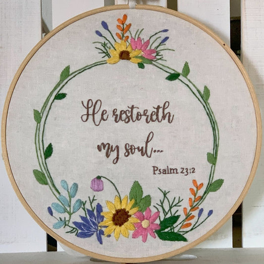 8" Floral Biblical Verse Hand Embroidery Patterns PDF Download