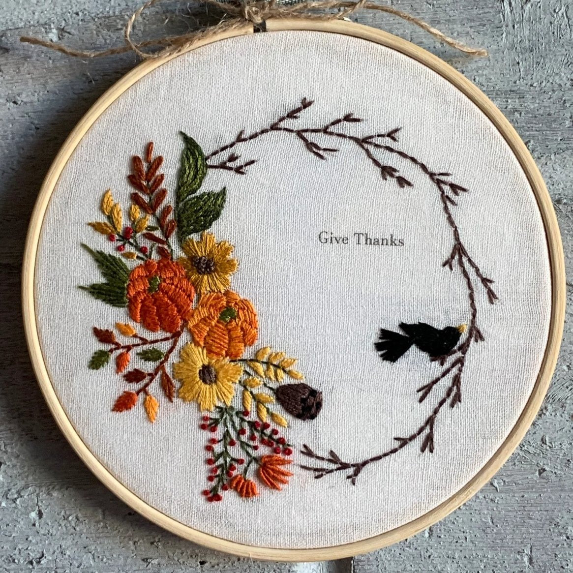 6" Autumn Wreath Hand Embroidery Pattern PDF Download