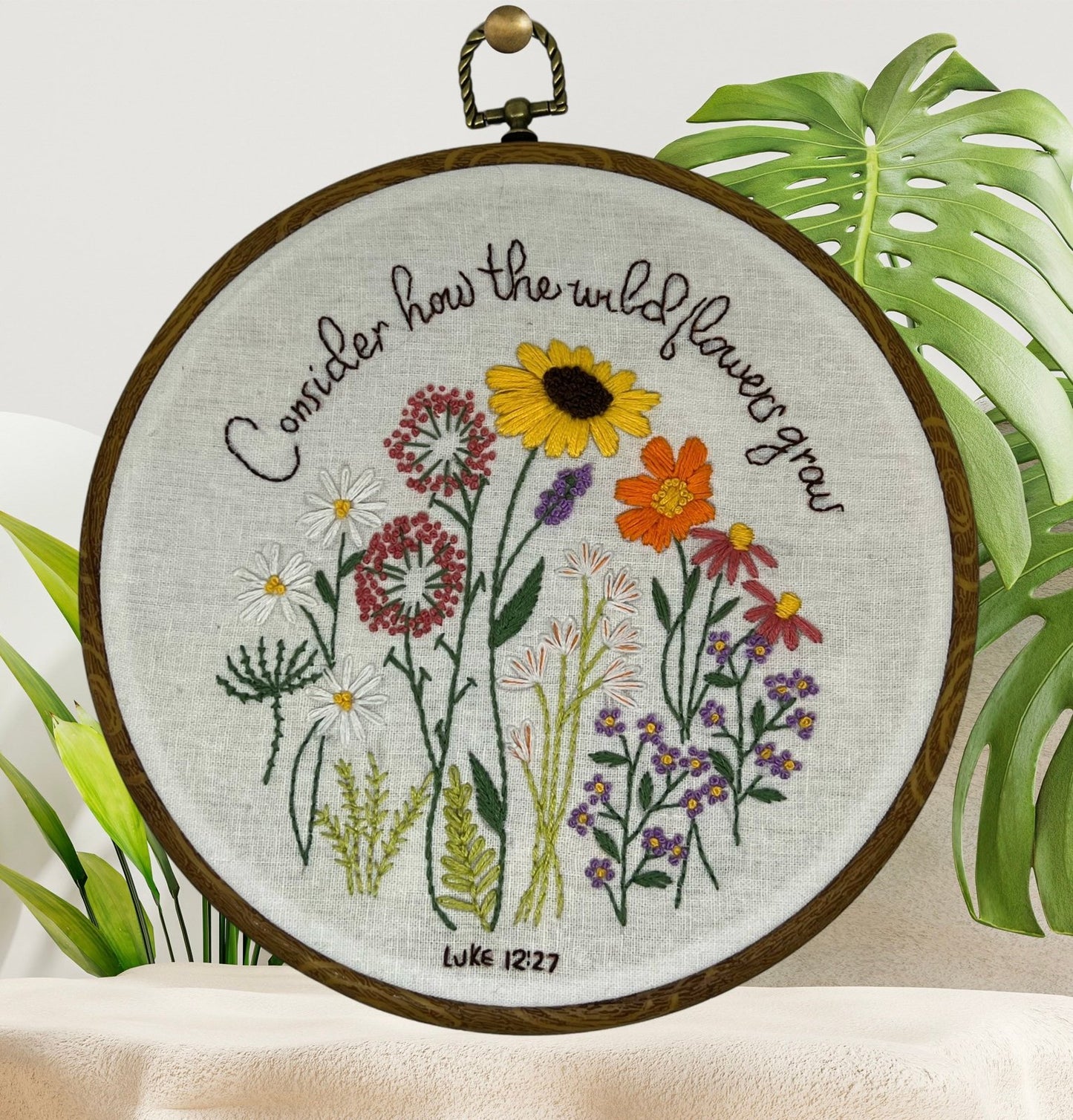 8" Wildflower Luke Christian Sunflower Floral Embroidery Kit
