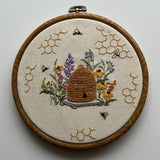 8” Bee Hive Nature, Honey Bee Embroidery Kit
