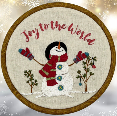 6" Joy to the World Christmas Snowman Embroidery Design PDF download