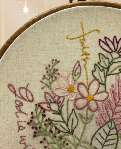 Psalm 46- God is within her- floral spray Embroidery Kit