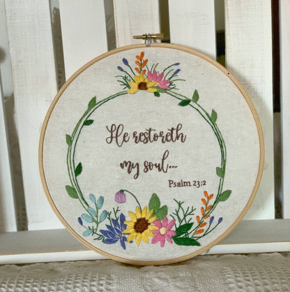 8" Floral Biblical Verse Hand Embroidery Patterns PDF Download