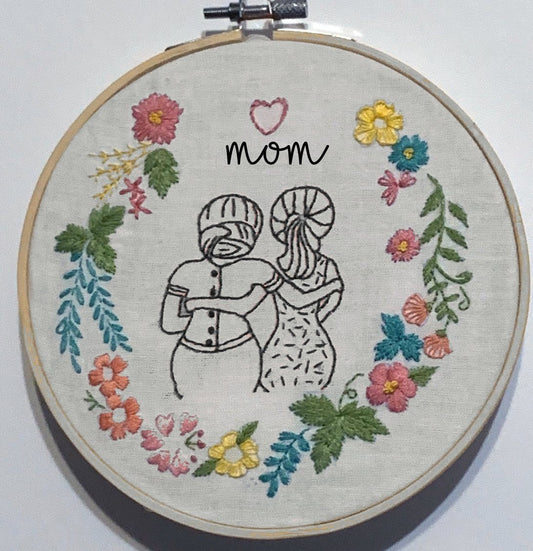 6" Mother & Daughter Hand Embroidery PDF Download