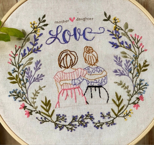 6" Mother Daughter Embroidery Design PDF Pattern Download