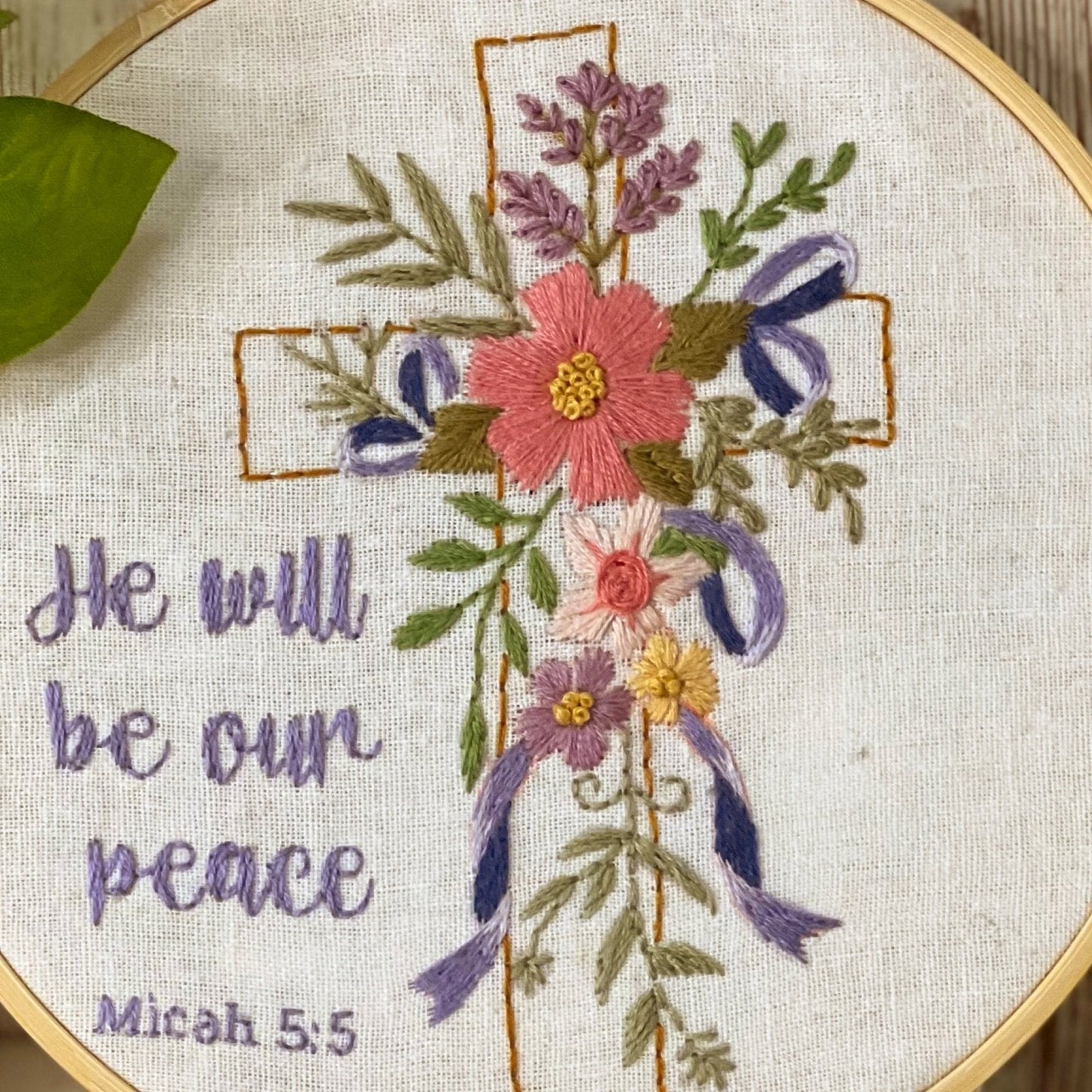 6" Floral Cross with Christian Scripture Embroidery Kit
