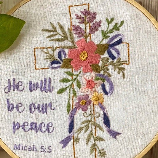 Floral Cross Embroidery Kit – Christian Scripture Art - Vickinstitches
