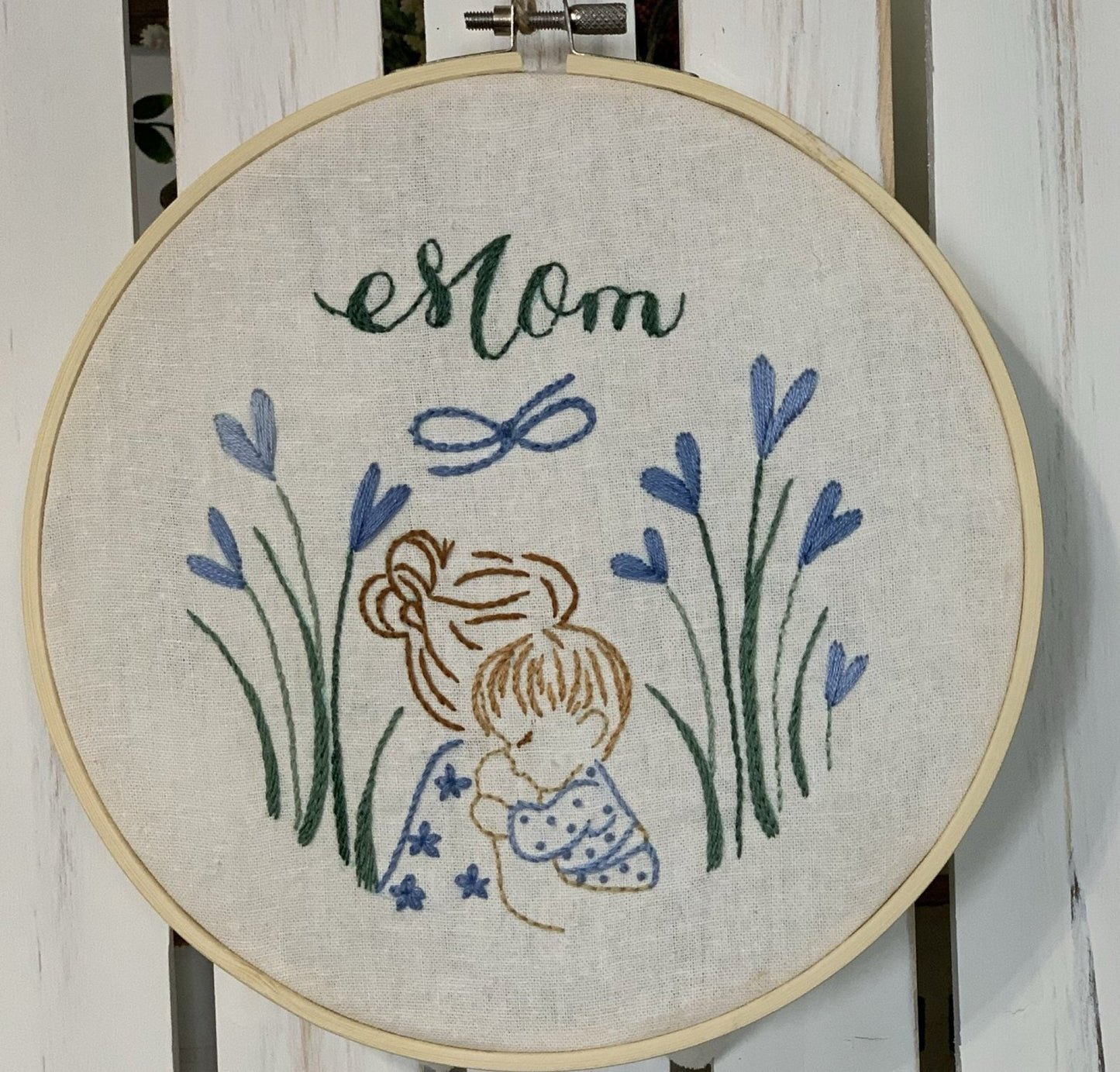 6" Mother and Baby Boy Hand Embroidery PDF Download