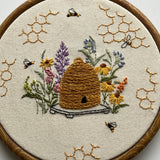 8" Let it Bee…Beehive Hand Embroidery PDF download