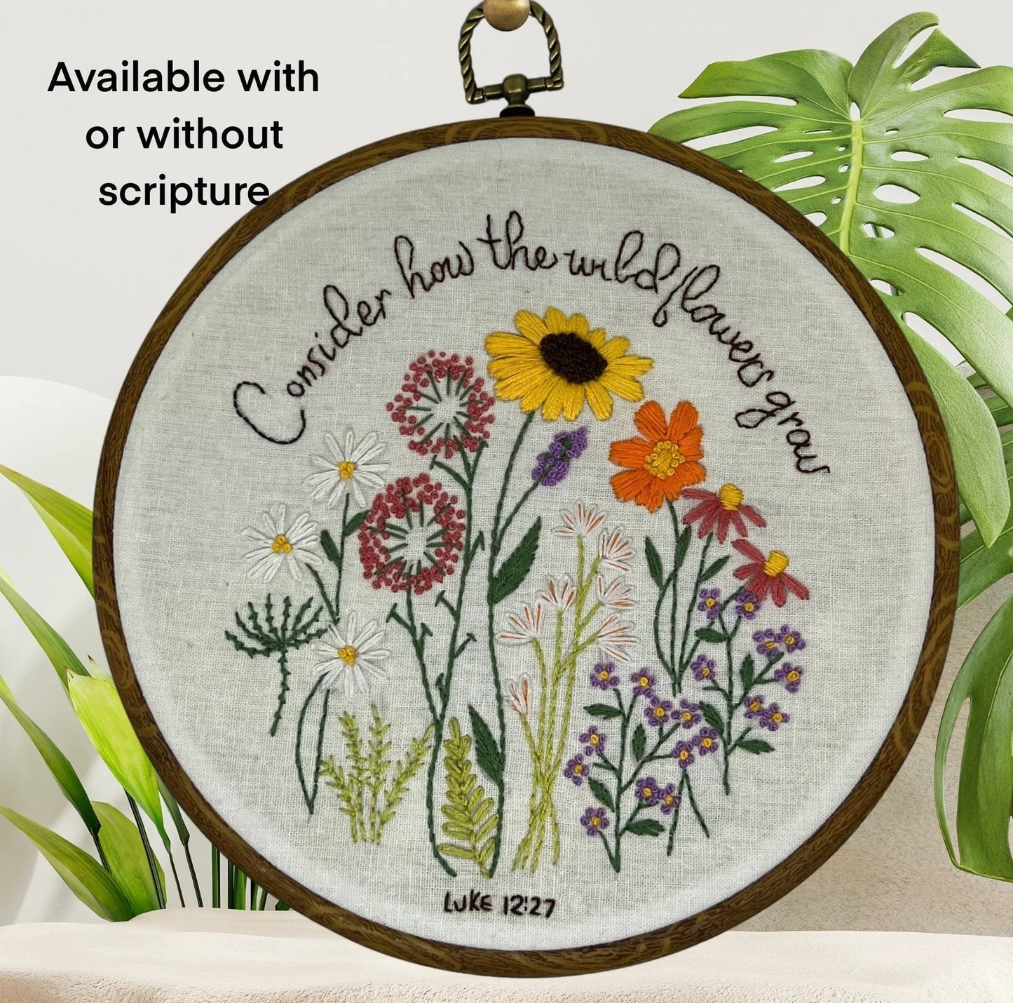 8" Luke 12 Wildflower Christian Embroidery Pattern PDF Download