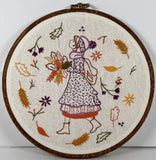 8” Autumn Girl Leaf Embroidery Wall Decor Kit