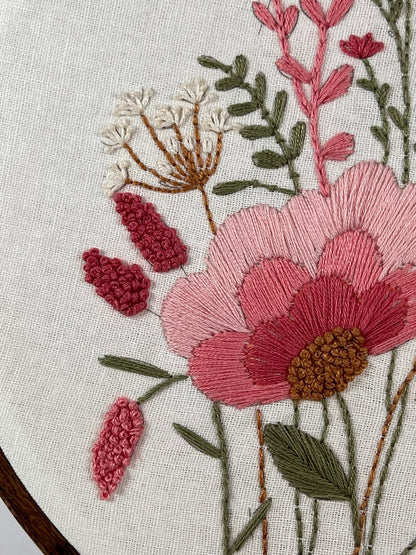 Pink floral embroidery kit for beginners. It is well with my soul. All included DIY kit