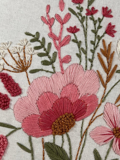 Pink floral embroidery kit for beginners. It is well with my soul. All included DIY kit