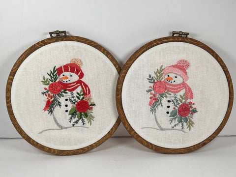 6" Multi Colored Option Floral Snowman Winter Embroidery Kit