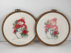 6" Multi Colored Option Floral Snowman Winter Embroidery Kit
