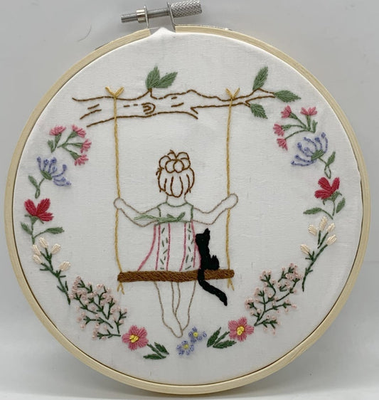 6" Girl on a Swing Embroidery Pattern PDF Download