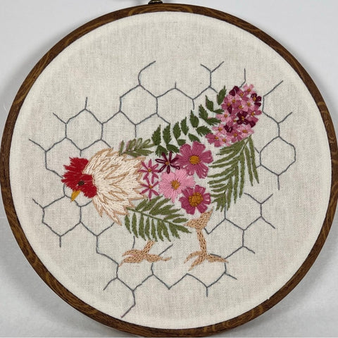 8" I Love my Chicken Farmhouse Embroidery Kit
