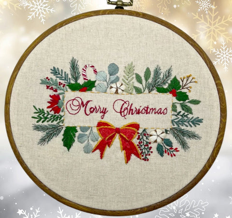 8" Christmas Botanical Flowers & Greenery Design  8" Pattern PDF Download